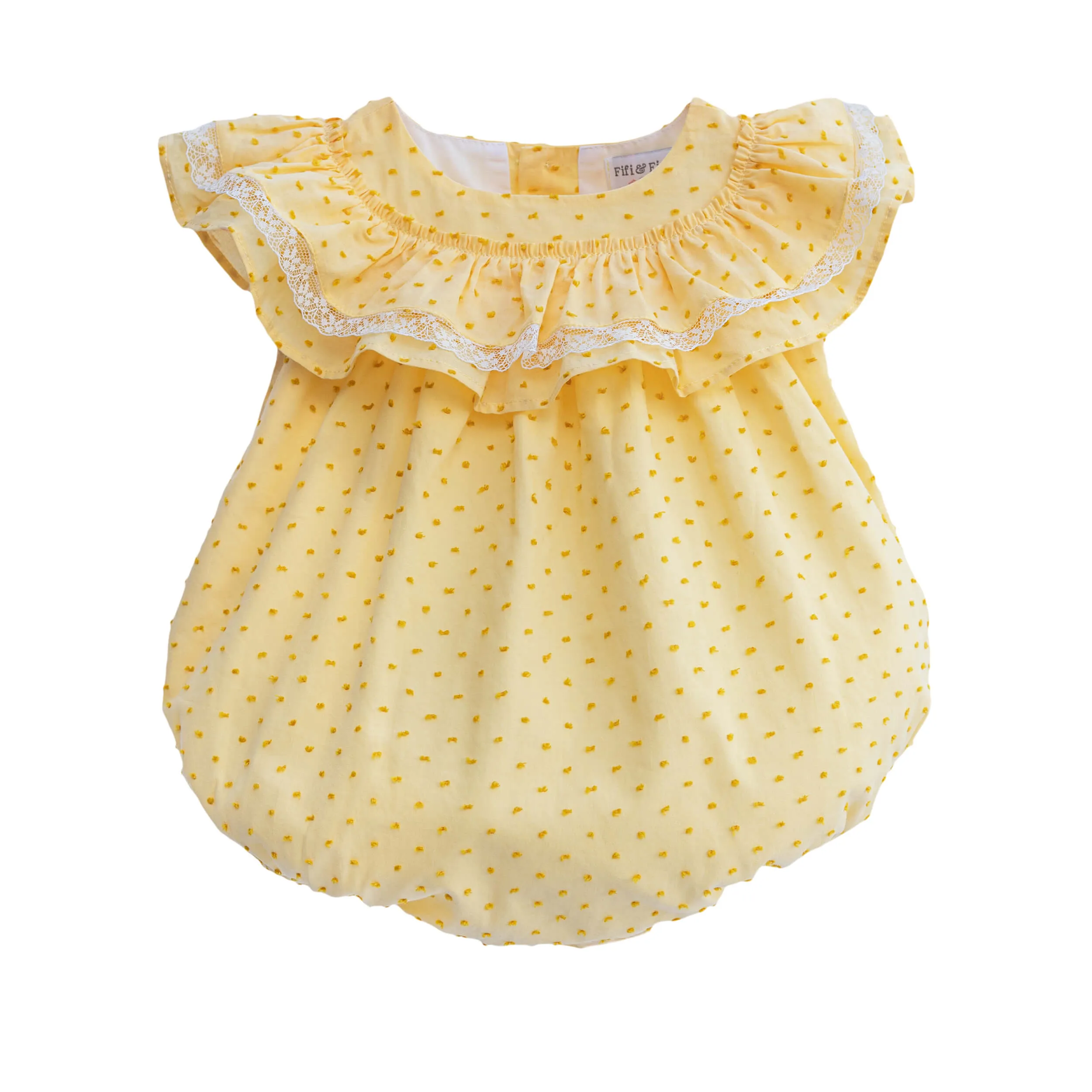 Yellow Plumeti Frill Romper (3M)