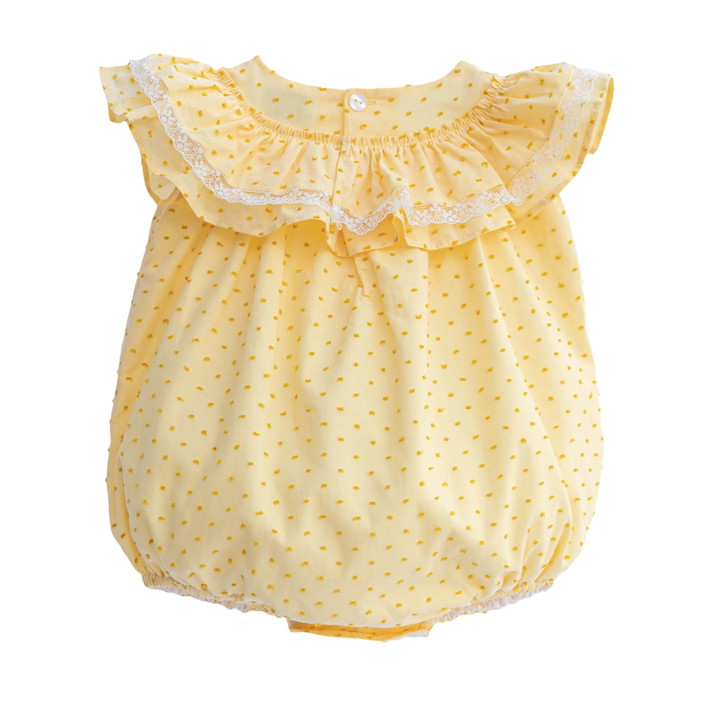 Yellow Plumeti Frill Romper (3M)