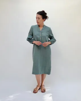 Yuvita | Lantern Tunic Dress in Sage