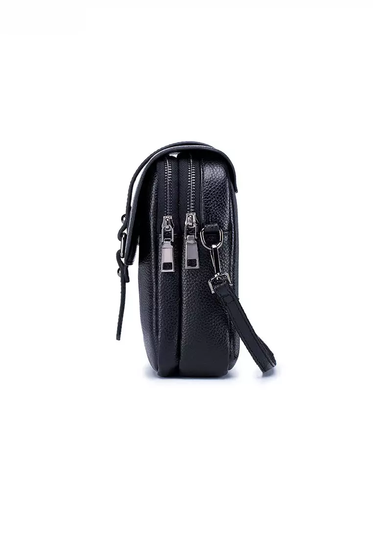 ZITIQUE Multi -purpose full -grain leather oblique backpack